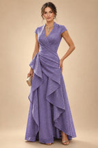 A-Line/Princess V-Neck Floor-Length Mother of the Bride & Groom Dresses with Ruffles & Ruched Waist (SHI22501284)