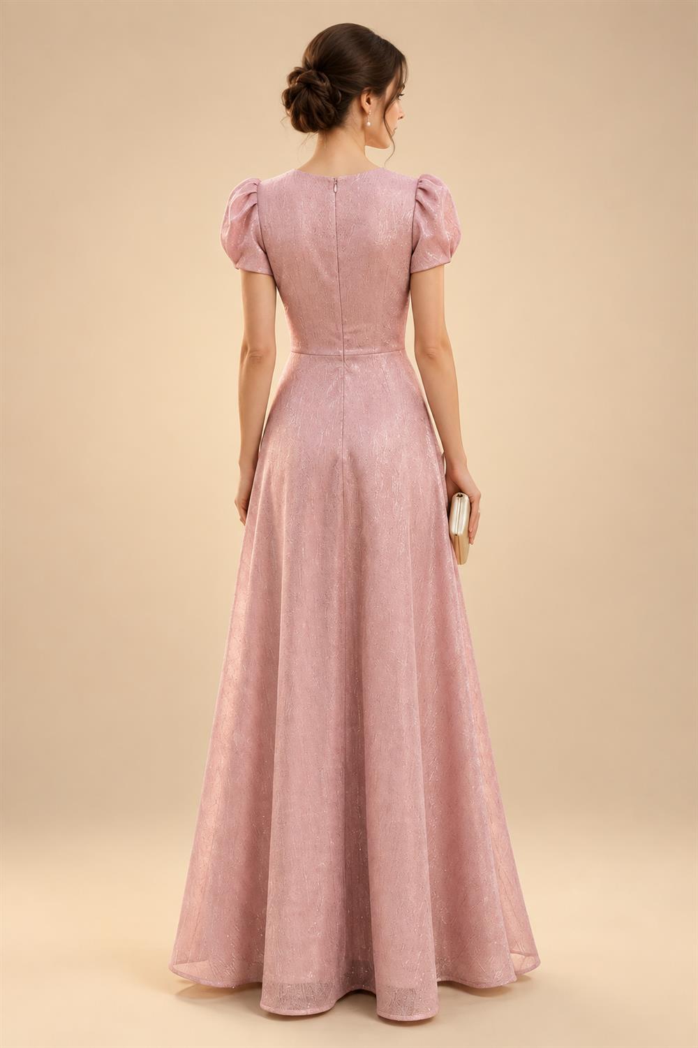 A-Line/Princess Scoop Neck Tea-Length Mother of the Bride & Groom Dresses with Ruffles & Ruched Waist (SHI22501287)