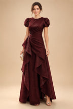 A-Line/Princess Scoop Neck Tea-Length Mother of the Bride & Groom Dresses with Ruffles & Ruched Waist (SHI22501287)