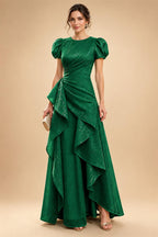 A-Line/Princess Scoop Neck Tea-Length Mother of the Bride & Groom Dresses with Ruffles & Ruched Waist (SHI22501287)