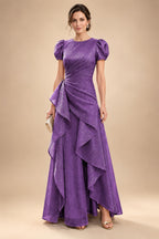 A-Line/Princess Scoop Neck Tea-Length Mother of the Bride & Groom Dresses with Ruffles & Ruched Waist (SHI22501287)
