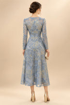 A-Line/Princess Scoop Neck Tea-Length Mother of the Bride & Groom Dresses with Ruffles & Ruched Waist (SHI22501287)