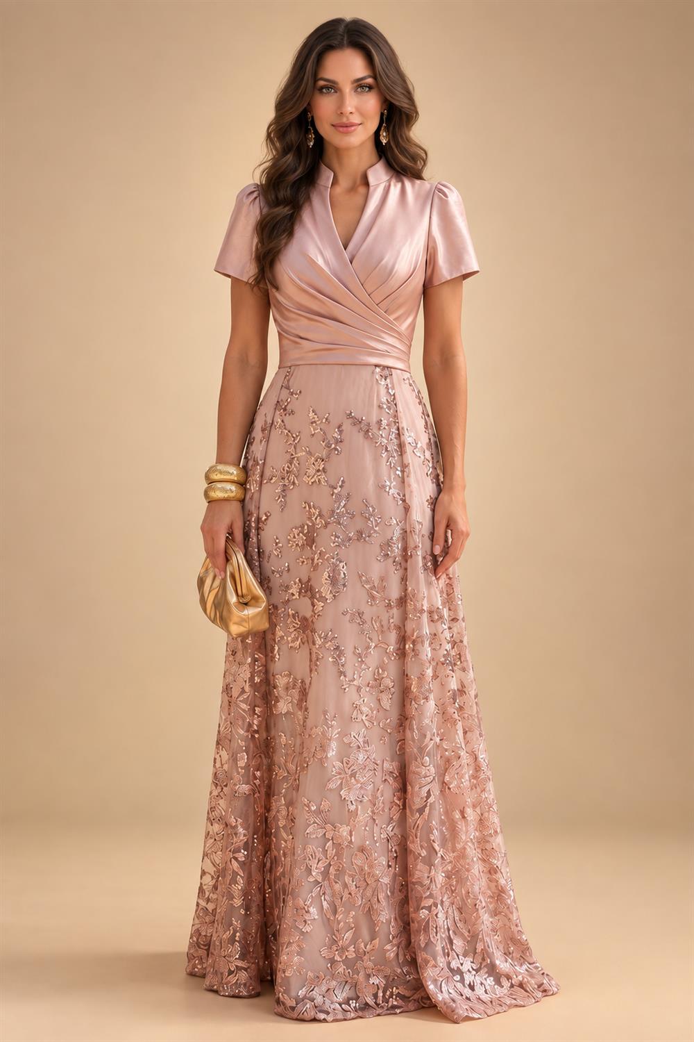 Sequin Floral Sheath Floor-Length Mother of the Bride & Groom Dresses with Satin Bodice (SHI22500925)