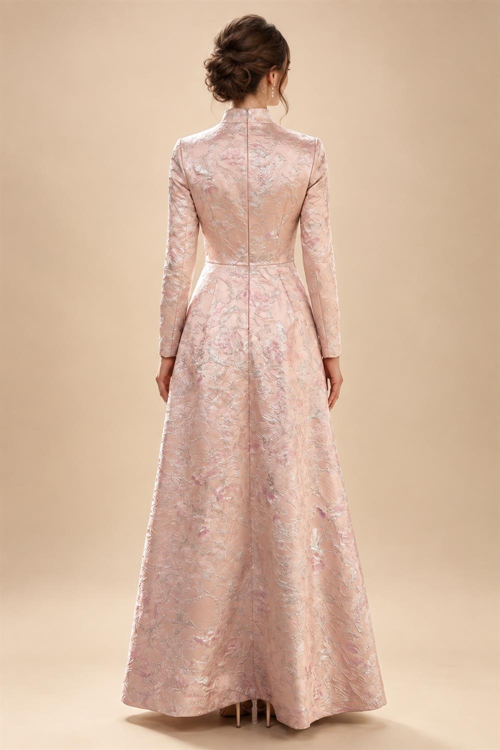Jacquard A-Line/Princess V-Neck Floor-Length Mother of the Bride & Groom Dresses with Ruched Waist & Pockets (SHI22501298)