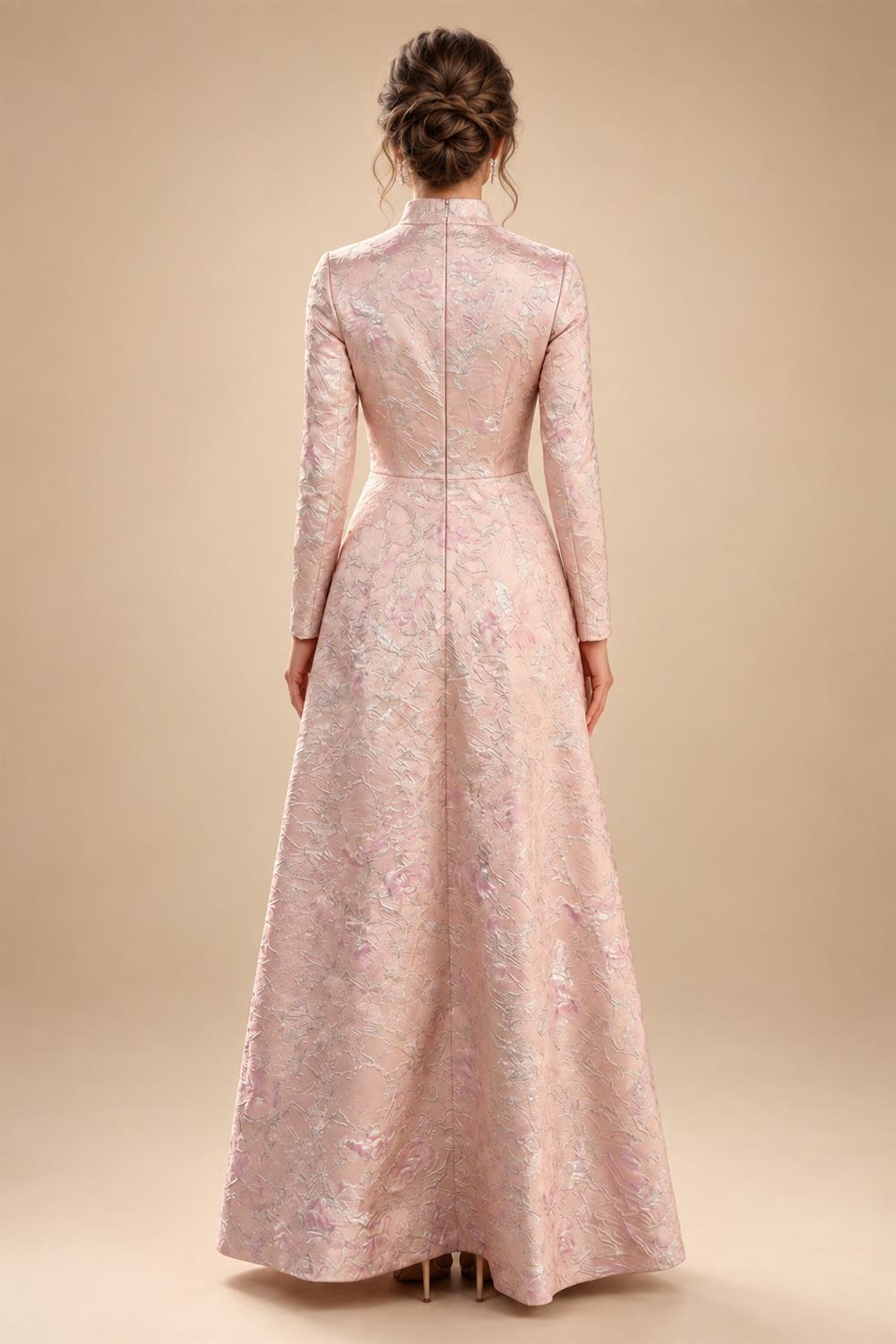 Jacquard A-Line/Princess V-Neck Floor-Length Mother of the Bride & Groom Dresses with Ruched Waist & Pockets (SHI22501298)