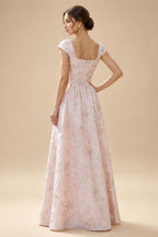 Jacquard A-Line/Princess Asymmetric Neck Floor-Length Mother of the Bride & Groom Dresses with Pleats (SHI22501354)