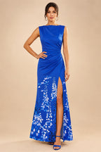 Floral Print Sheath/Column Scoop Neck Floor-Length Mother of the Bride & Groom Dresses with Ruched Waist (SHI22501153)