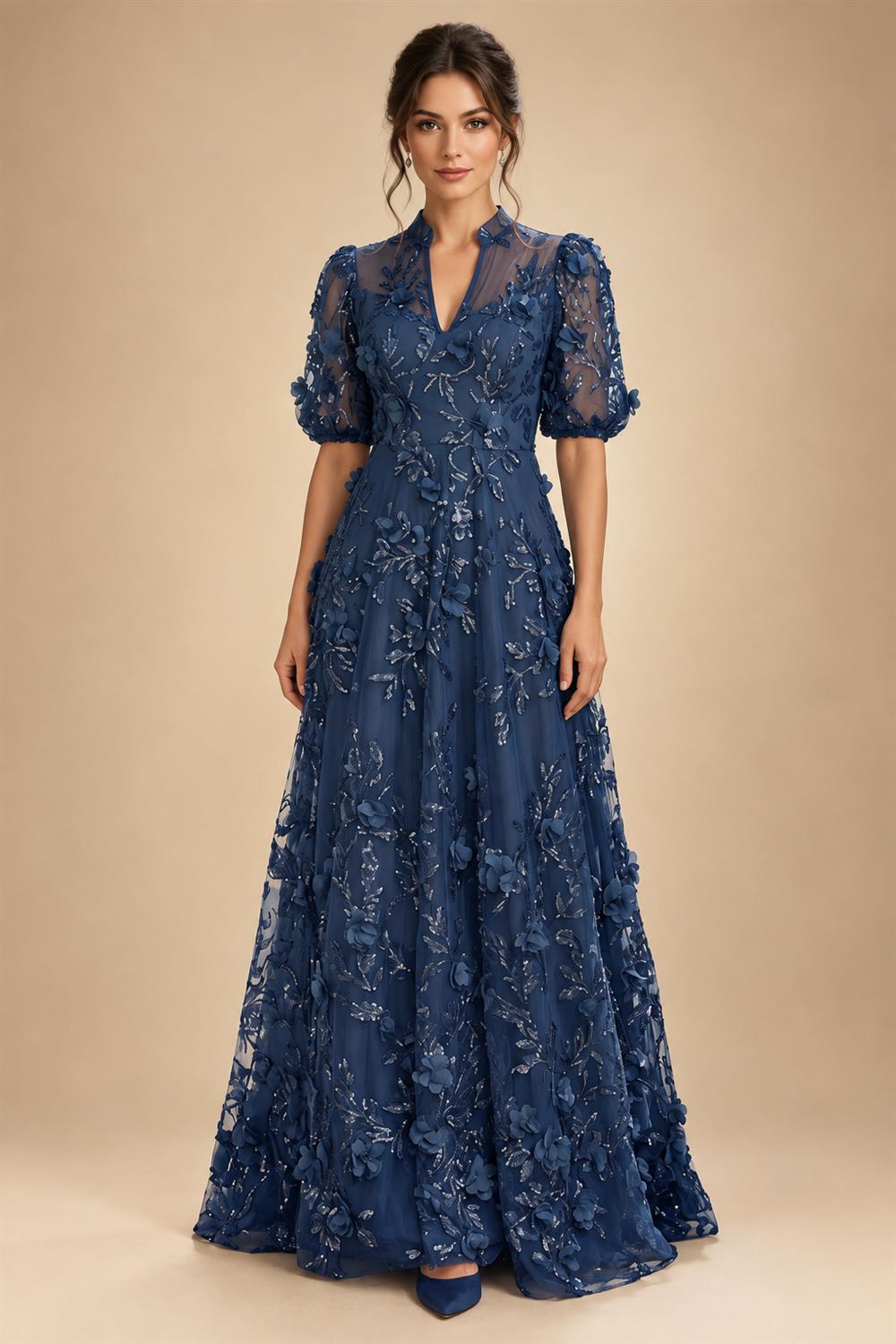 Sheath/Column Scoop Neck Satin Tea-Length Mother of the Bride & Groom Dresses with Ruched Waist & Rhinestones (SHI22501657)