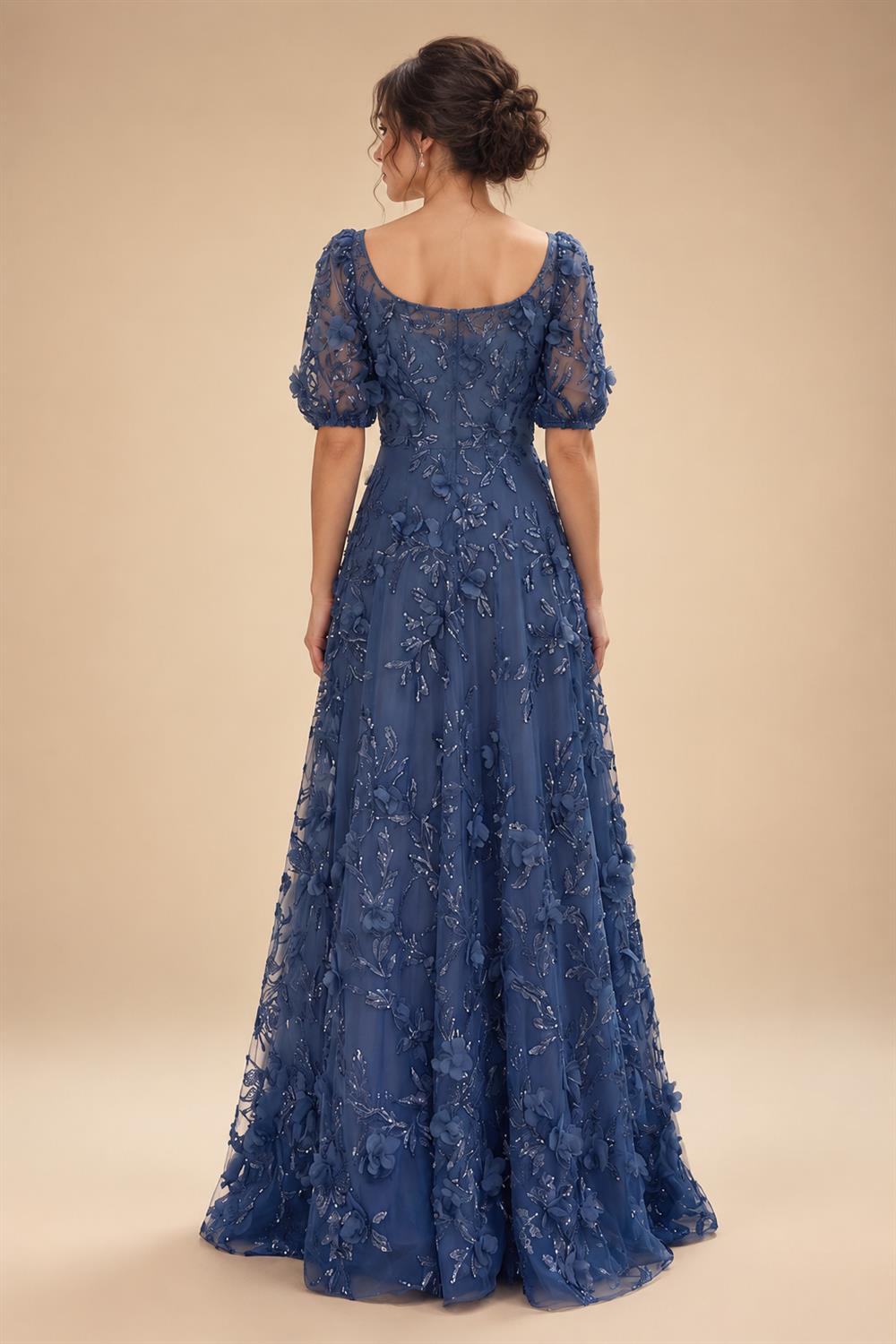 A-Line/Princess Scoop Neck Satin High-Low Mother of the Bride & Groom Dresses with Lace Appliques, Ruffles & Pleats (SHI22501633)