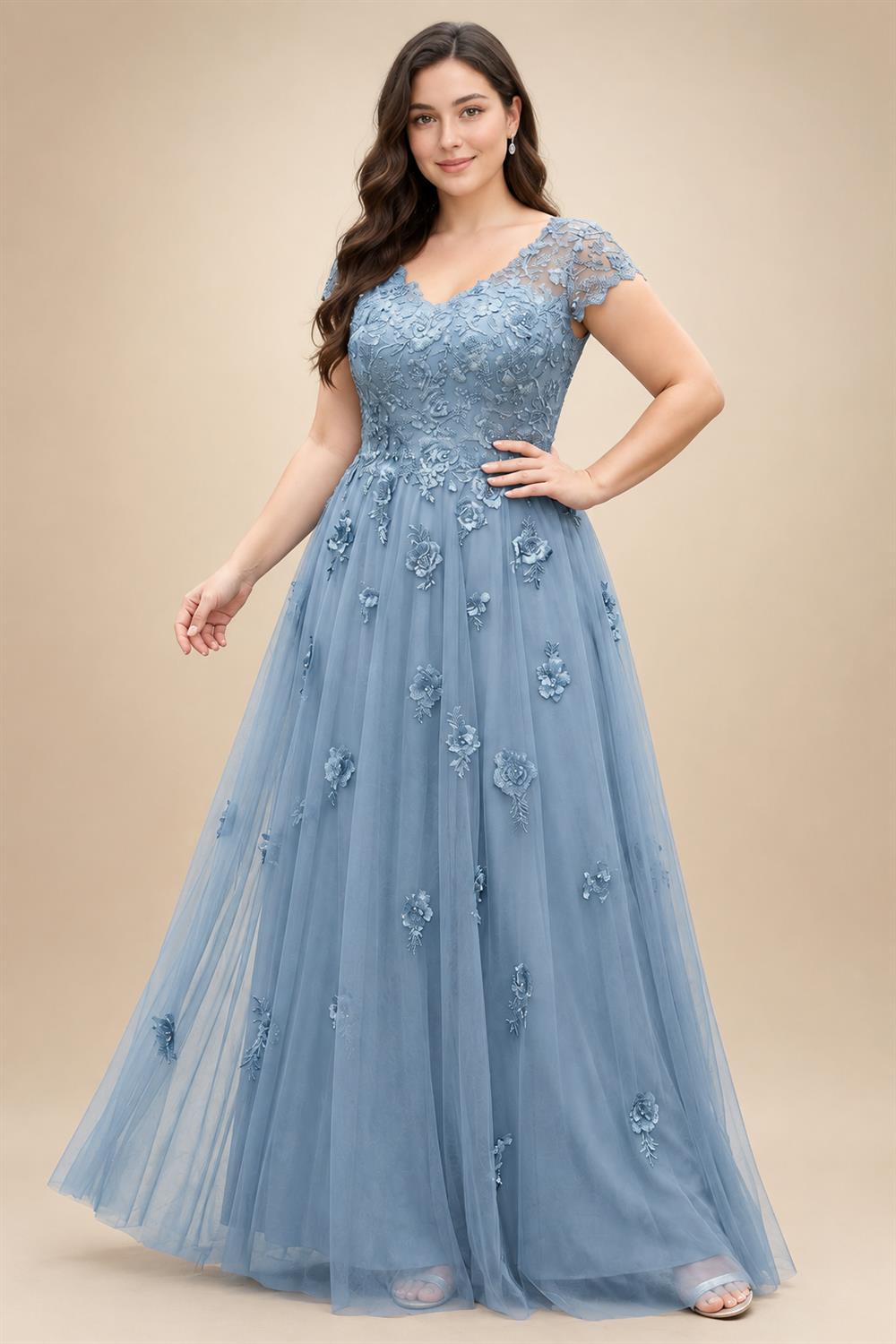 A-Line/Princess Off Shoulder Satin Floor-Length Mother of the Bride & Groom Dresses with 3D Flowers & Sweep Train (SHI22501552)