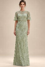 Lace Floral Sheath/Column Scoop Neck Floor-Length Mother of the Bride & Groom Dresses for Women (SHI22501493)