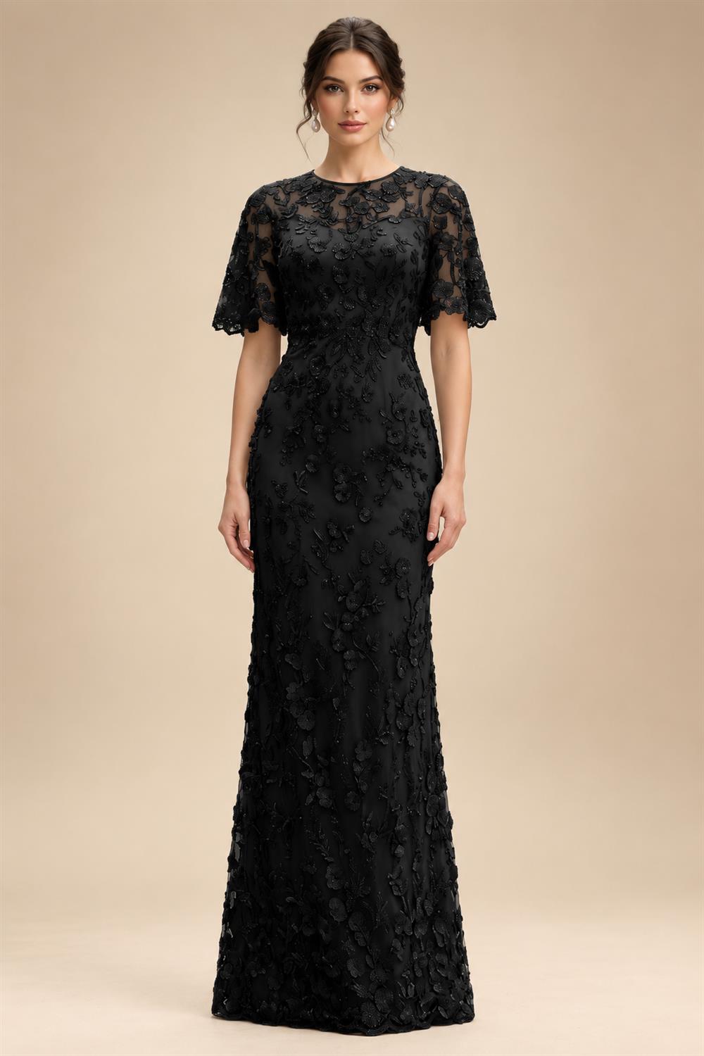 Lace Floral Sheath/Column Scoop Neck Floor-Length Mother of the Bride & Groom Dresses for Women (SHI22501493)