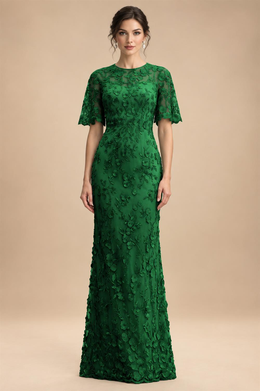 Lace Floral Sheath/Column Scoop Neck Floor-Length Mother of the Bride & Groom Dresses for Women (SHI22501493)