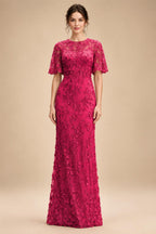 Lace Floral Sheath/Column Scoop Neck Floor-Length Mother of the Bride & Groom Dresses for Women (SHI22501493)