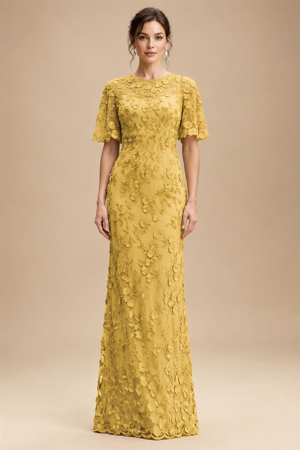 Lace Floral Sheath/Column Scoop Neck Floor-Length Mother of the Bride & Groom Dresses for Women (SHI22501493)