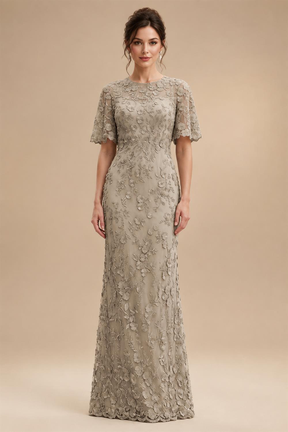 Lace Floral Sheath/Column Scoop Neck Floor-Length Mother of the Bride & Groom Dresses for Women (SHI22501493)