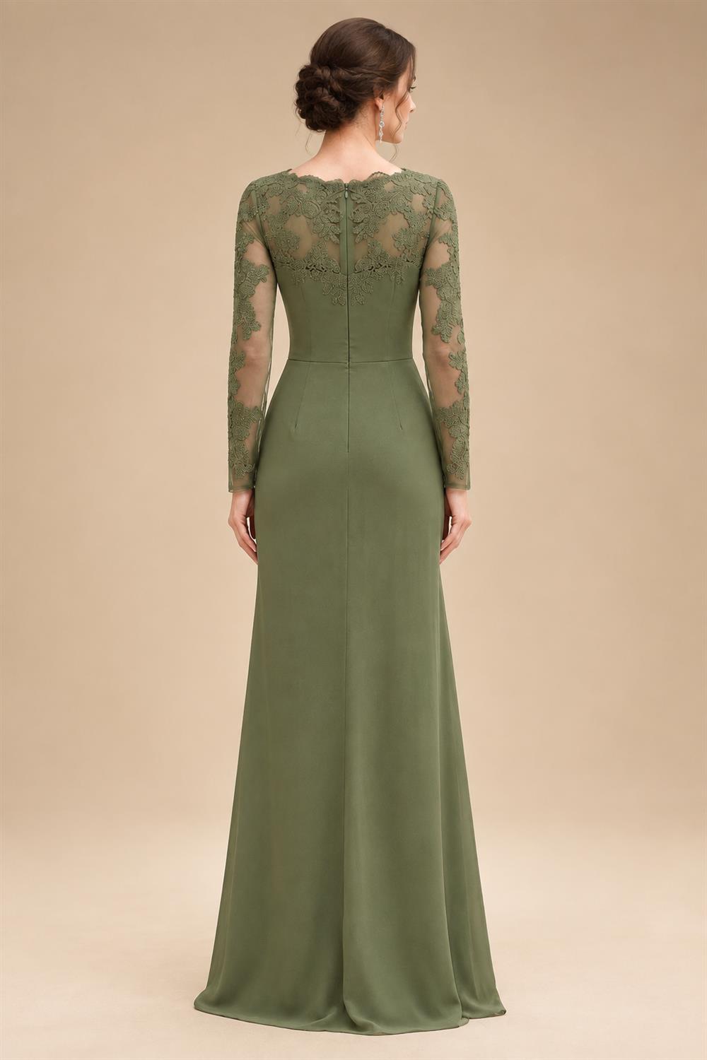 Chiffon Sheath/Column V-Neck Floor-Length Mother of the Bride & Groom Dresses with Lace Embroidery Bodice & Ruched Waist (SHI22501510)