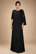 Chiffon A-Line/Princess Scoop Neck Floor-Length Mother of the Bride & Groom Dresses with Tiered Layers (SHI22501536)