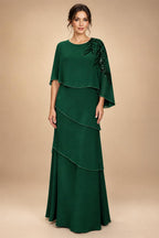 Chiffon A-Line/Princess Scoop Neck Floor-Length Mother of the Bride & Groom Dresses with Tiered Layers (SHI22501536)