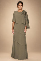 Chiffon A-Line/Princess Scoop Neck Floor-Length Mother of the Bride & Groom Dresses with Tiered Layers (SHI22501536)