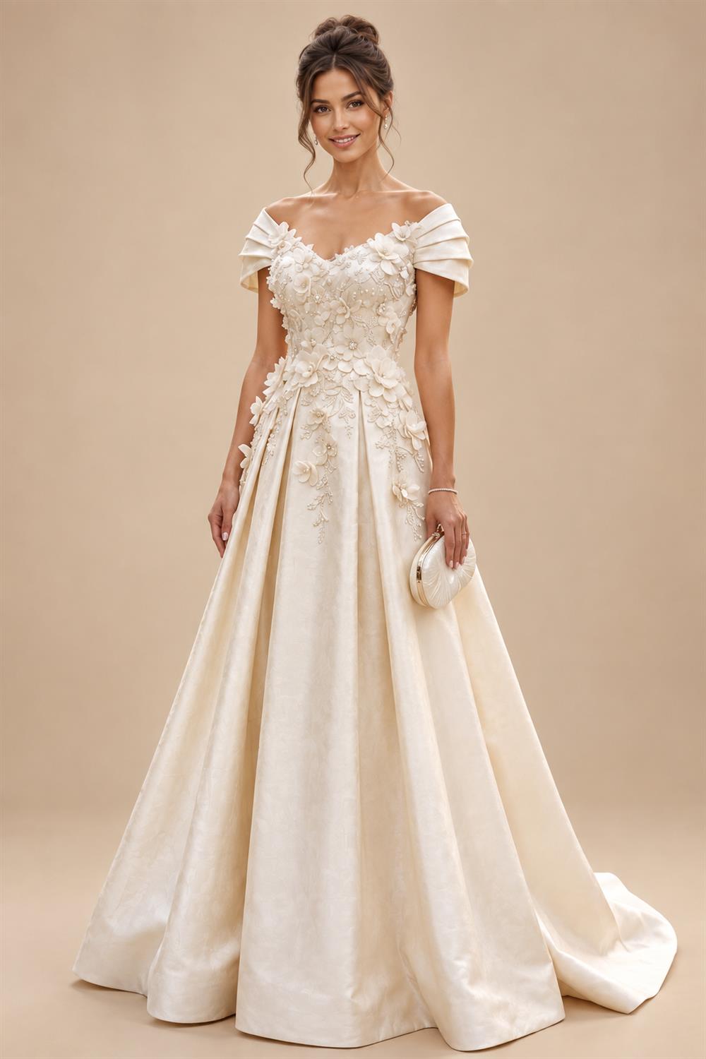 A-Line/Princess V-Neck Chiffon Maxi Mother of the Bride & Groom Dresses with Feather Trim & Pleats (SHI22501651)