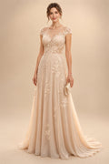 A-Line/Princess Scoop Neck Chiffon Floor-Length Mother of the Bride & Groom Dresses with Lace Appliques & Pleats (SHI22501554)