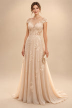 A-Line/Princess Scoop Neck Chiffon Floor-Length Mother of the Bride & Groom Dresses with Lace Appliques & Pleats (SHI22501554)