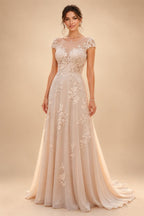 Tulle A-Line/Princess V-Neck Floor-Length Mother of the Bride & Groom Dresses with 3D Flowers (SHI22501351)