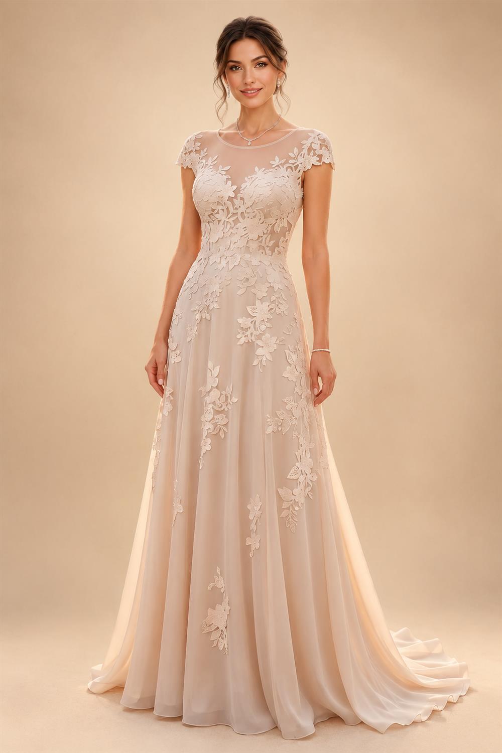 Tulle A-Line/Princess V-Neck Floor-Length Mother of the Bride & Groom Dresses with 3D Flowers (SHI22501351)