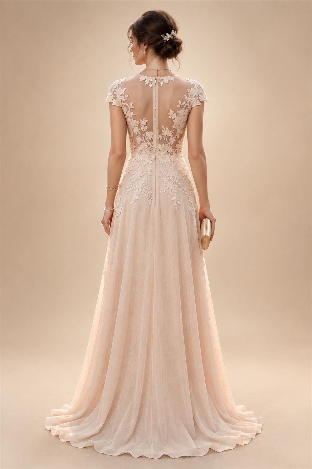 Tulle A-Line/Princess V-Neck Floor-Length Mother of the Bride & Groom Dresses with 3D Flowers (SHI22501351)