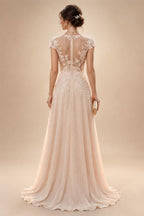 Tulle A-Line/Princess V-Neck Floor-Length Mother of the Bride & Groom Dresses with 3D Flowers (SHI22501351)