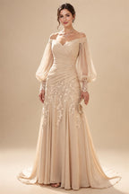 Sheath/Column Strapless Stretch Jersey Maxi Mother of the Bride & Groom Dresses with 3D Flowers & Slit (SHI22501694)