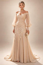A-Line/Princess V-Neck Chiffon Floor-Length Mother of the Bride & Groom Dresses with Lace Appliques, Sequin & Ruffles (SHI22501608)