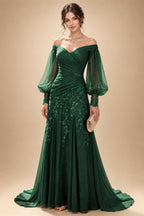 A-Line/Princess Off Shoulder Chiffon Floor-Length Mother of the Bride & Groom Dresses with Lace Appliques & Pleats (SHI22501566)