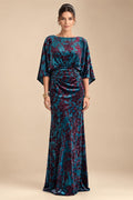 Sheath/Column Scoop Neck Velvet Maxi Mother of the Bride & Groom Dresses with Ruched Waist (SHI22501595)