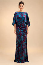 A-Line/Princess V-Neck Chiffon Maxi Mother of the Bride & Groom Dresses with Lace Appliques, Sweep Train & Bow (SHI22501641)