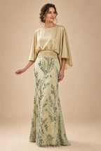 Satin A Line Round Neck Ruched Pleats Mother of the Bride & Groom Dresses (SHI22500952)