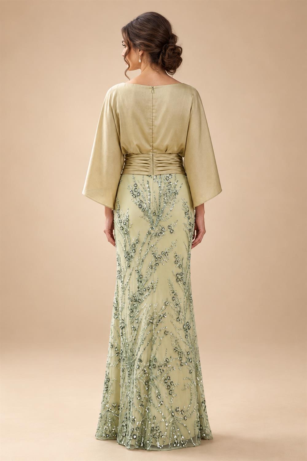 Satin A Line Round Neck Ruched Pleats Mother of the Bride & Groom Dresses (SHI22500952)
