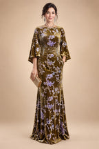 Sheath/Column Scoop Neck Velvet Floor-Length Mother of the Bride & Groom Dresses with Ruched Waist & Pockets (SHI22501602)