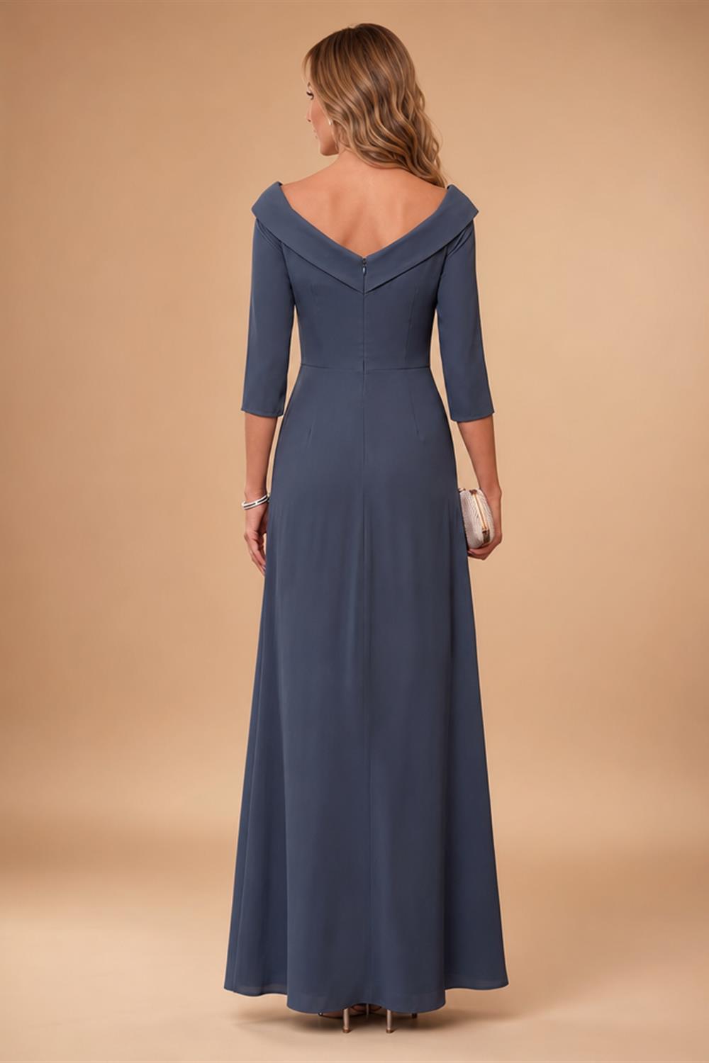 A-Line/Princess V-Neck Chiffon Floor-Length Mother of the Bride & Groom Dresses with Lace Appliques, Sequin & Ruffles (SHI22501608)