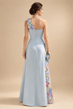 Sheath/Column One Shoulder Floral Embroidery Floor-Length Mother of the Bride & Groom Dresses with Side Draped Sash (SHI22501617)