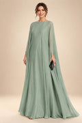 A-Line/Princess Scoop Neck Chiffon Floor-Length Mother of the Bride & Groom Dresses for Women (SHI22501635)