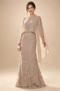 Sheath/Column Scoop Neck Chiffon Floor-Length Mother of the Bride & Groom Dresses with Lace Appliques (SHI22501639)