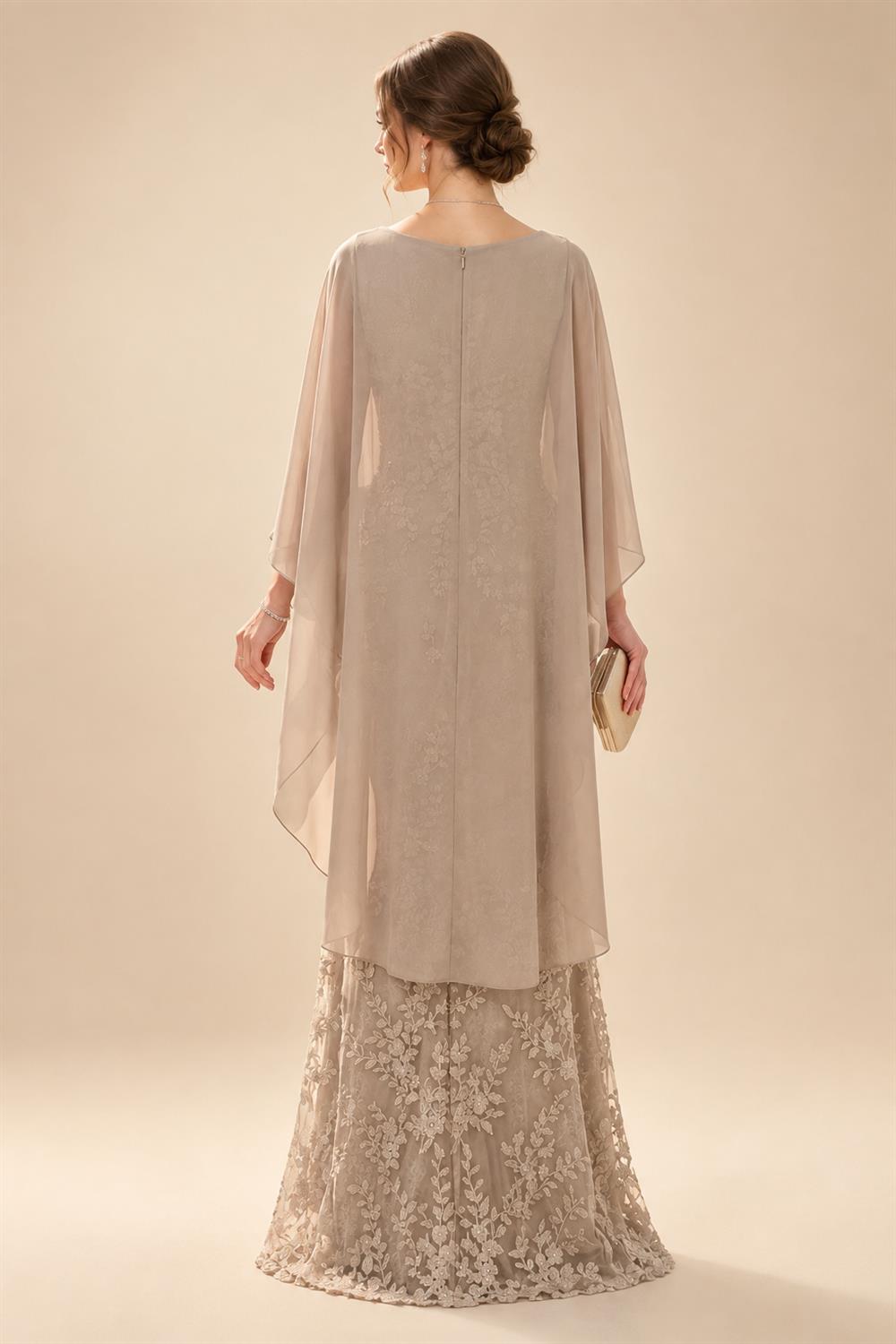Sheath/Column Scoop Neck Chiffon Floor-Length Mother of the Bride & Groom Dresses with Lace Appliques (SHI22501639)