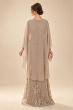 Sheath/Column Scoop Neck Chiffon Floor-Length Mother of the Bride & Groom Dresses with Lace Appliques (SHI22501639)