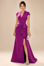 Mermaid/Trumpet One Shoulder Floral Embroidery Maxi Mother of the Bride & Groom Dresses with Side Sash & Ruched Waist (SHI22501626)