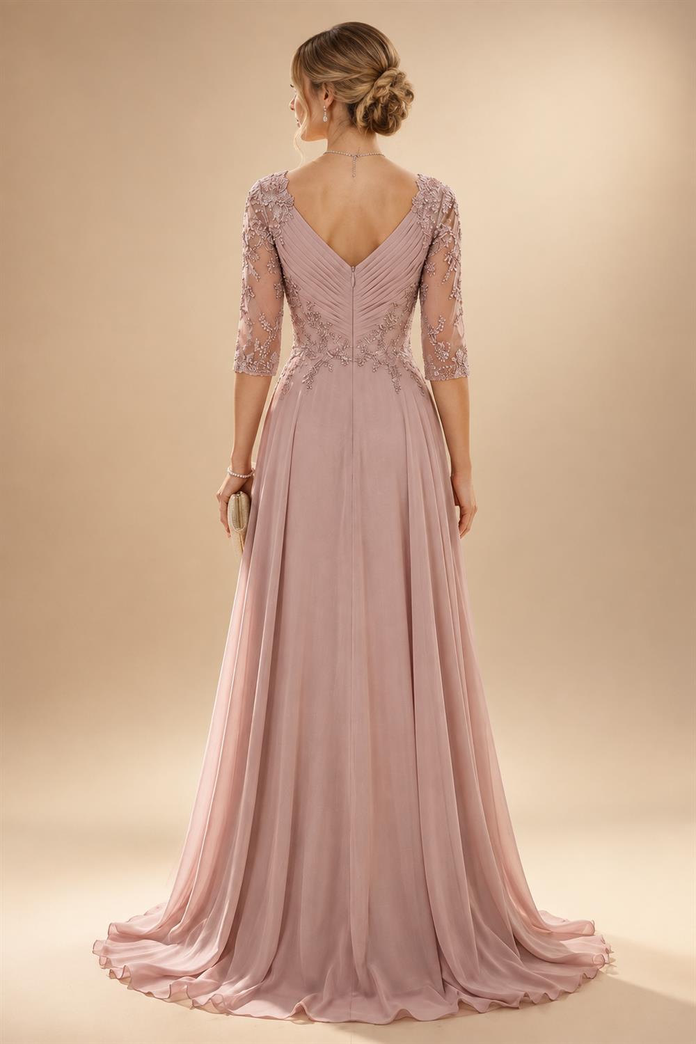 A-Line/Princess Sweetheart Chiffon Maxi Mother of the Bride & Groom Dresses with Lace Appliques & Sweep Train (SHI22501652)