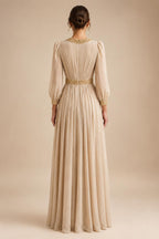A-Line/Princess V-Neck Chiffon Maxi Mother of the Bride & Groom Dresses with Rhinestones & Pleats (SHI22501693)