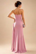 Sheath/Column Strapless Stretch Jersey Maxi Mother of the Bride & Groom Dresses with 3D Flowers & Slit (SHI22501694)