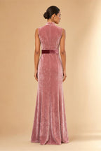 Jacquard Sheath/Column V-Neck Tea-Length Mother of the Bride & Groom Dresses for Women (SHI22501292)